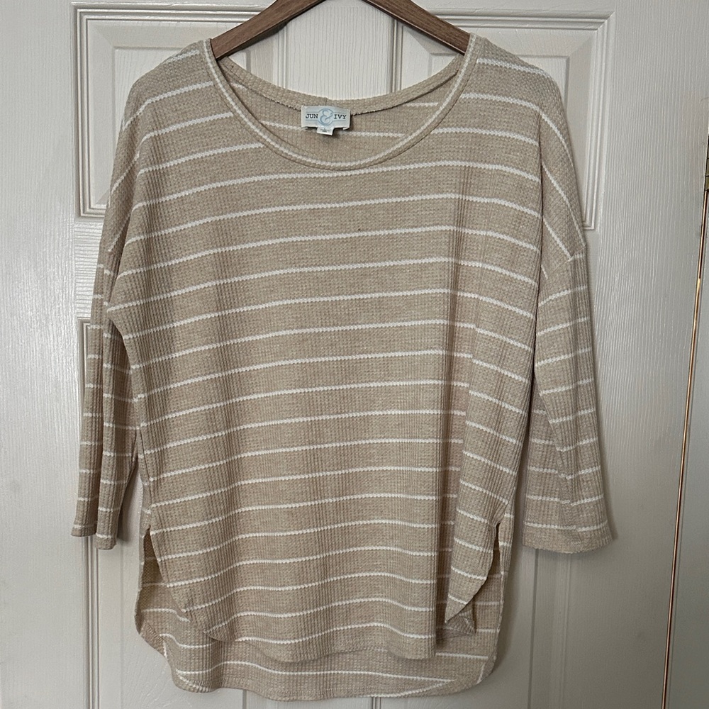 Striped Beige and White Top